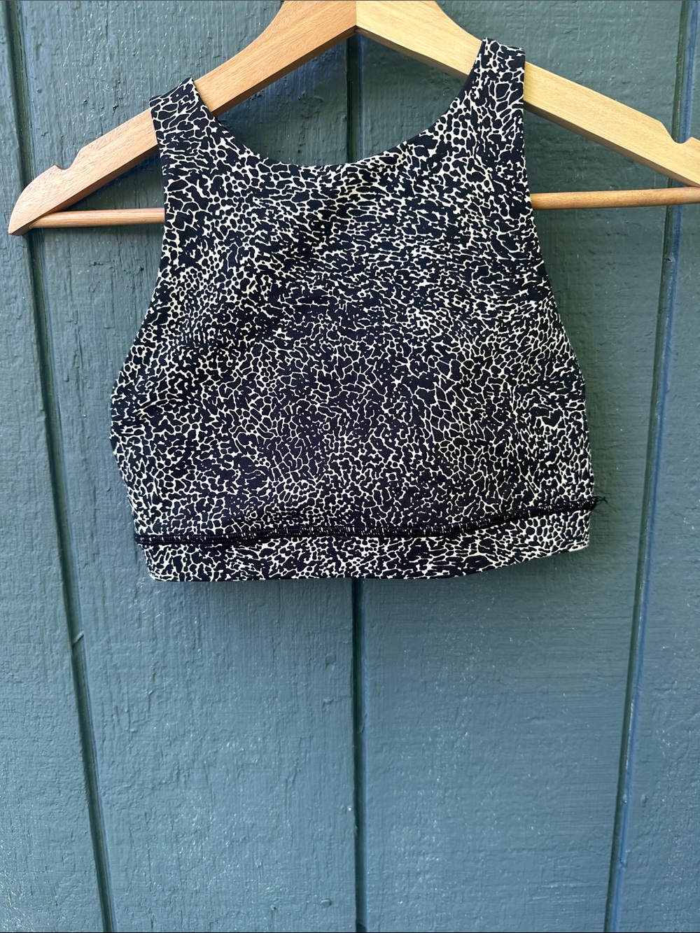 lululemon athletica Black and White High-Neck Patterned Sports Bra